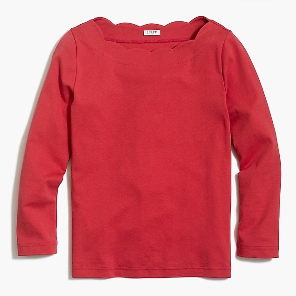 NWT JCrew Long-sleeve scalloped T-shirt